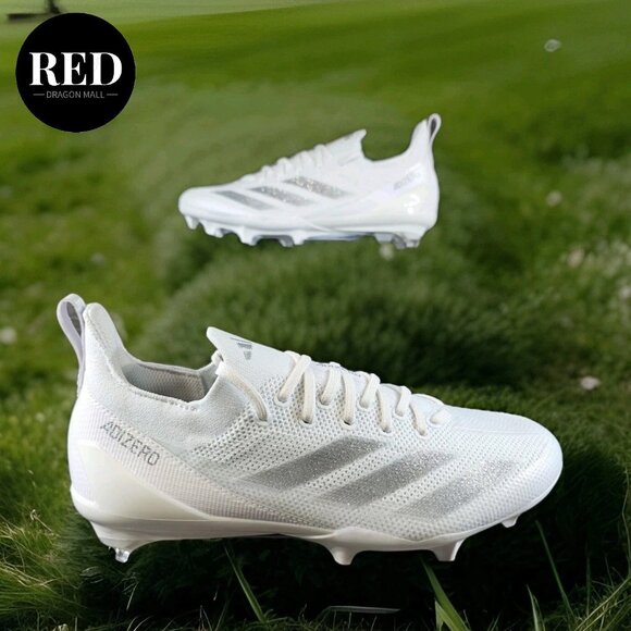 Adizero Electric+ Football Cleats White Sliver IE3284 - Men's Size 8.5